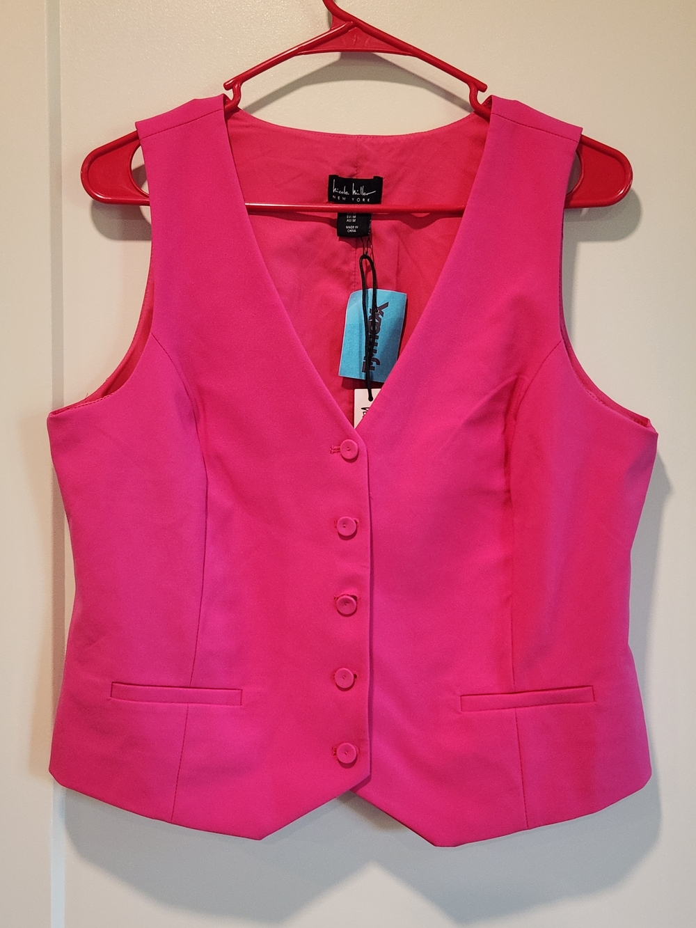 Nicole Miller Hot Pink Tailored Vest Medium M New With Tags